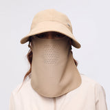 US Stock Wide Brim Baseball Cap with Removeable Face Cover UPF 50+