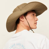US Stock Unisex Extra Large Brim Sun Bucket Hat with Adjustable Windproof Rope