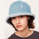 US Stock Winter Faux Fur Bucket Hat Fluffy Fuzzy Vintage Hat