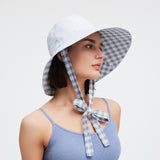 Women's Reversible Bucket Hat with Belt Wide Brim Waterproof Sun Cap UPF50+