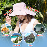 Women's UV Protection Foldable Two Pieces Wide Brim Bucket Hat UPF 50+