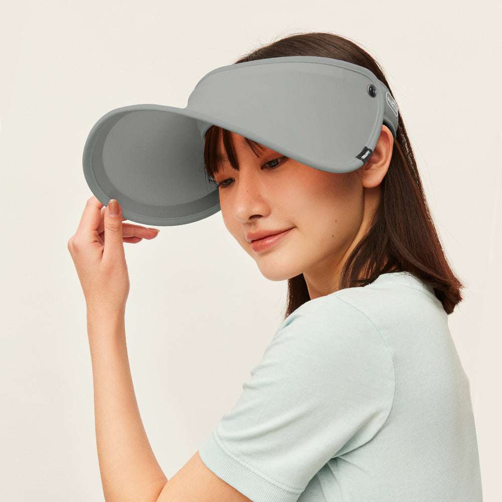 Adjustable Large Brim Sun Visor Hat Summer UV Protection Beach Cap UPF50+ Mocha Gray One Size