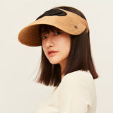 Women's Straw Sun Visor Hats Large Brim UV Protection Beach Cap UPF50+