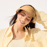 Reversible Straw Visor Hat Roll Up Foldable Double-Sided Sun Protection Cap UPF 2000+