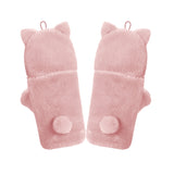 Winter Faux Fur Convertible Fingerless Gloves Warm Mittens