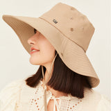 US Stock Unisex Extra Large Brim Sun Bucket Hat with Adjustable Windproof Rope