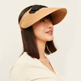 US Stock Women's Straw Sun Visor Hats Large Brim UV Protection UPF50+
