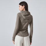US Stock Workout Hooded Jackets for Women Athletic Sweatshirt with Thumbholes