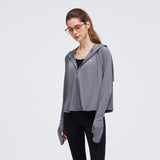 Women's Cropped Sun Protection Hoodie Jackets with Hand Cover UPF50+ Tops Coats