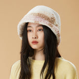US Stock Women's Plush Bucket Hat UPF 50+ Antistatic Fleece Warm Caps