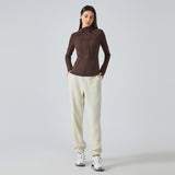 US Stock Workout Hooded Jackets for Women Athletic Sweatshirt with Thumbholes