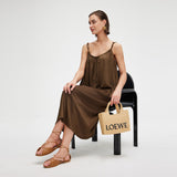 Sun-Protective Slip Dress with Adjustable Straps & Elegant Beaded Cooling Copper Ammonia Fabric UPF 500+