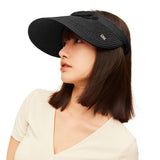 US Stock Women's Straw Sun Visor Hats Large Brim UV Protection UPF50+