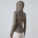 US Stock Workout Hooded Jackets for Women Athletic Sweatshirt with Thumbholes