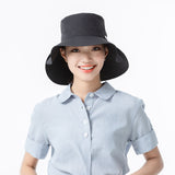 Women's UV Protection Foldable Two Pieces Wide Brim Bucket Hat UPF 50+