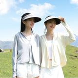 Women's Cropped Sun Protection Hoodie Jackets with Hand Cover UPF50+ Tops Coats