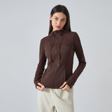 US Stock Workout Hooded Jackets for Women Athletic Sweatshirt with Thumbholes