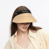 Wide Brim Straw Sun Visor Hat UPF 50+ Anti-UV Beach Summer Cap