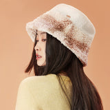 US Stock Women's Plush Bucket Hat UPF 50+ Antistatic Fleece Warm Caps