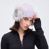 Winter Warm Knit Beanie Cap with Plush Ear Muffs Cuffed Plain Skull Hat