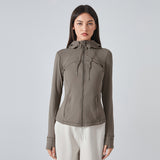 US Stock Workout Hooded Jackets for Women Athletic Sweatshirt with Thumbholes