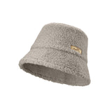 US Stock Warm Bucket Hat Faux Lamb Fleece Caps for Women
