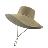 US Stock Unisex Extra Large Brim Sun Bucket Hat with Adjustable Windproof Rope