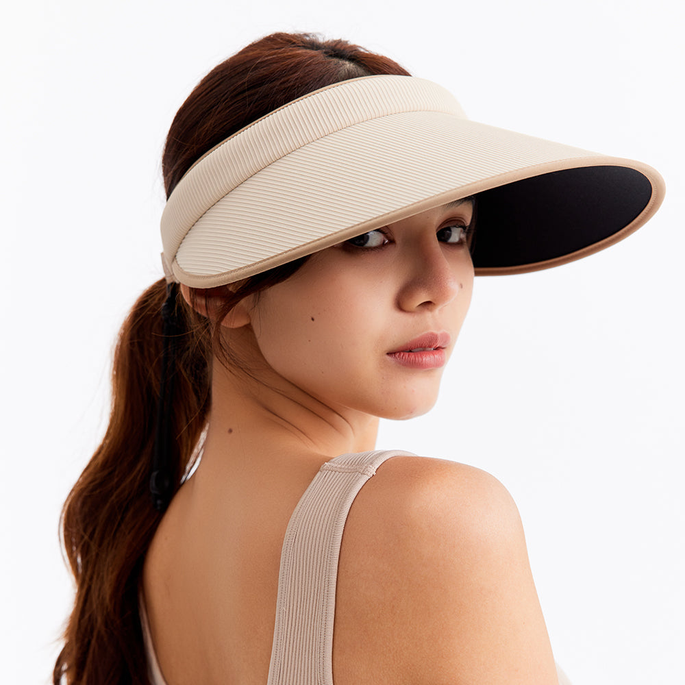 Women's Wide Brim Sun Visor Hat Empty Top Sun Cap UPF50+