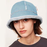 Japan Stock Winter Faux Fur Bucket Hat Fluffy Fuzzy Vintage Hat for Women Teens Girls