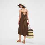 Sun-Protective Slip Dress with Adjustable Straps & Elegant Beaded Cooling Copper Ammonia Fabric UPF 500+