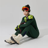 US Stock Skiing Thermal Underwear Set for Women Seamless Warm Base Layer Top & Bottom