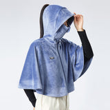 US Stock Women's Velvet Zip-up Wraps Warm Cloak