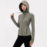 US Stock Workout Hooded Jackets for Women Athletic Sweatshirt with Thumbholes