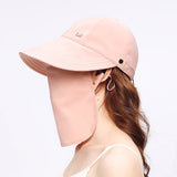 US Stock Wide Brim Baseball Cap with Removeable Face Cover UPF 50+