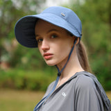 US Stock Wide Brim Baseball Cap with Removeable Face Cover UPF 50+