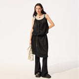 Sun-Protective Slip Dress with Adjustable Straps & Elegant Beaded Cooling Copper Ammonia Fabric UPF 500+