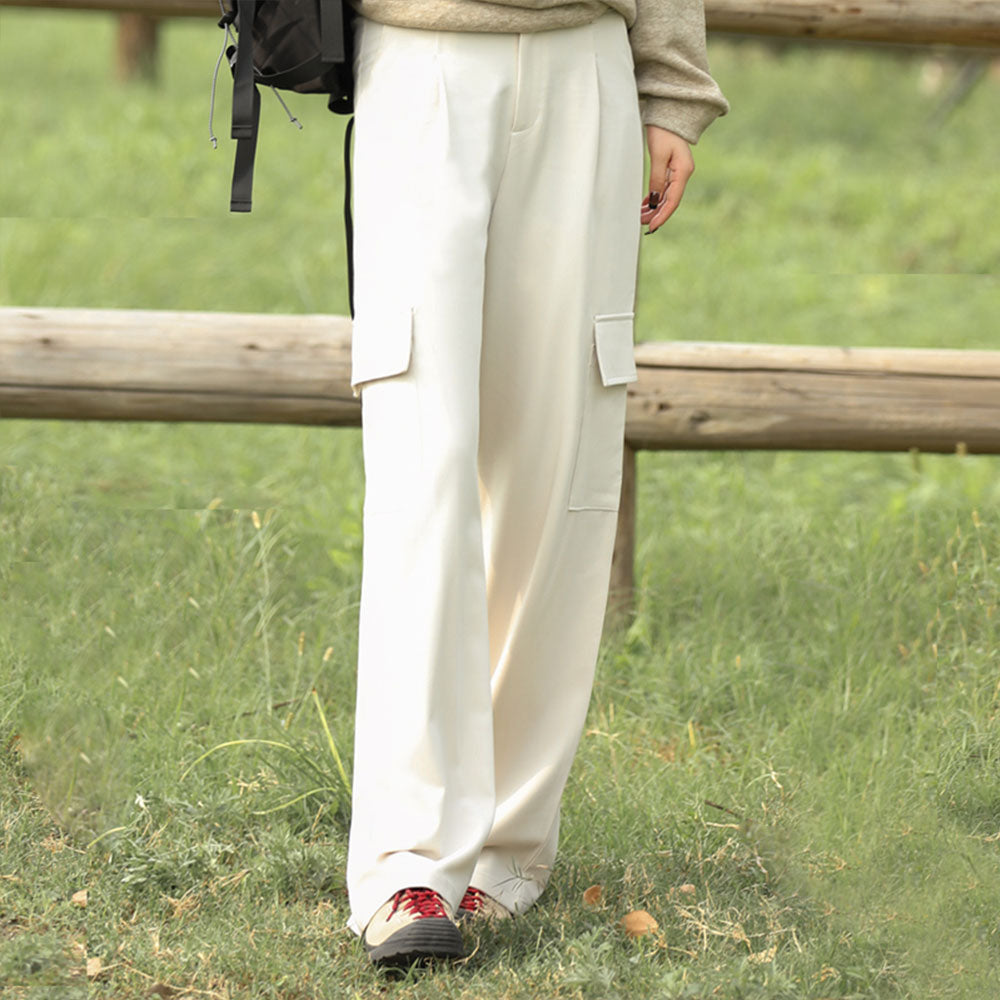 Women's High Waisted Cargo Pants Wide Leg Casual Trousers for Winter Fall