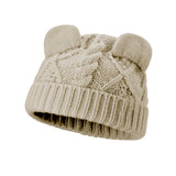 Japan Stock Women's Bear Ears Beanie Hat Stretchy Warm Cute Knit Cap