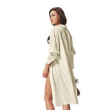 Women's Long Shirt Cover-Up Sun-Protective UPF 2000+ Pleated Design Beachwear
