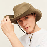 US Stock Unisex Extra Large Brim Sun Bucket Hat with Adjustable Windproof Rope