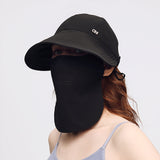 US Stock Wide Brim Baseball Cap with Removeable Face Cover UPF 50+
