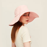 US Stock Unisex Extra Large Brim Sun Bucket Hat with Adjustable Windproof Rope