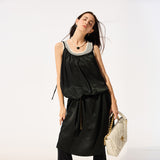 Sun-Protective Slip Dress with Adjustable Straps & Elegant Beaded Cooling Copper Ammonia Fabric UPF 500+