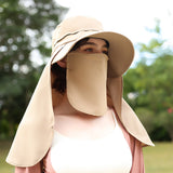 US Stock Unisex Sun Protection Fishing Hat with Face Neck Cover Flap Hiking Cap UPF 50+