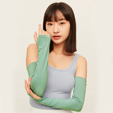 Unisex Sun Protection Arm Sleeves with Half Finger Mittens UPF 50+ Quick Dry Cooling Gloves