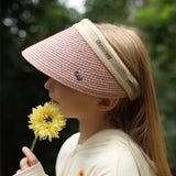Kid's Straw Sun Visor Hat UV Protection UPF50+ Adjustable Cap