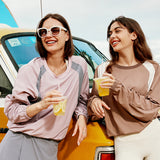 Unisex Long Sleeve Pullover UPF50+ Anti-Chlorine Fabric Loose Casual Tops