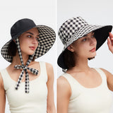Women's Reversible Bucket Hat with Belt Wide Brim Waterproof Sun Cap UPF50+
