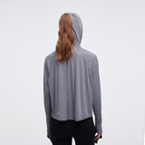 Women's Cropped Sun Protection Hoodie Jackets with Hand Cover UPF50+ Tops Coats