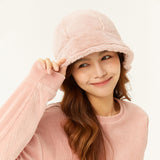 Japan Stock Winter Faux Fur Bucket Hat Fluffy Fuzzy Vintage Hat for Women Teens Girls